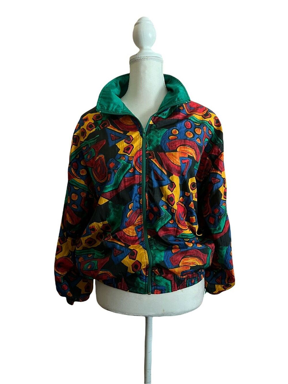 Vintage 80s Lavon Colorful Windbreaker bomber Jacket Multicolor Zip Up Sz Small